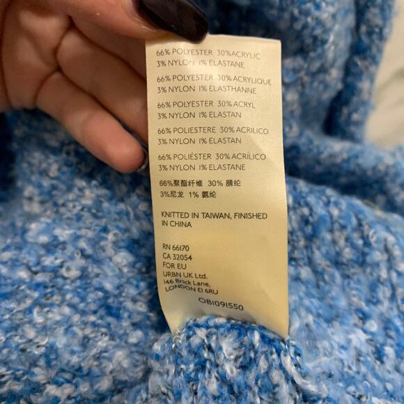 Free People blue BFF knit open-front fuzzy cardigan sweater size XS NWT - Picture 7 of 10